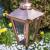 Patio Pedestal (PX02) with Small Square Copper Lantern (CP01)